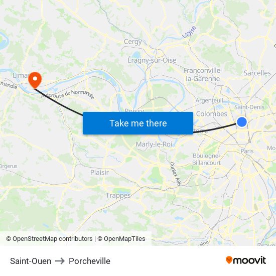 Saint-Ouen to Porcheville map