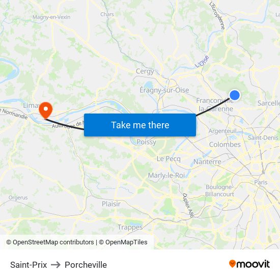 Saint-Prix to Porcheville map