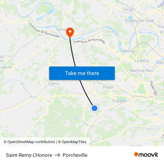 Saint-Remy-L'Honore to Porcheville map