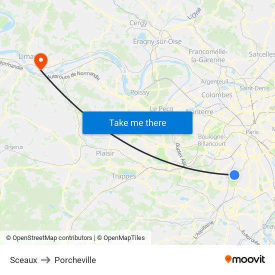 Sceaux to Porcheville map