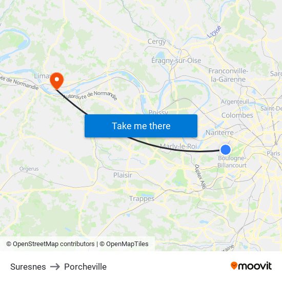 Suresnes to Porcheville map