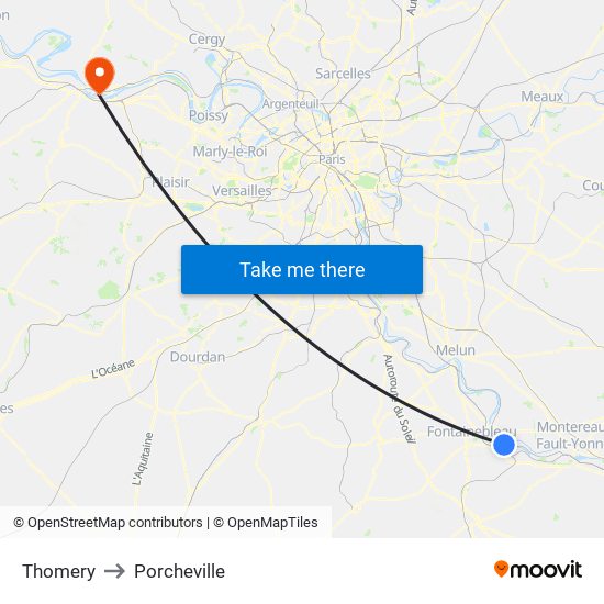 Thomery to Porcheville map