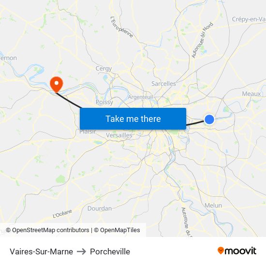Vaires-Sur-Marne to Porcheville map
