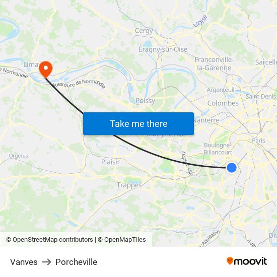 Vanves to Porcheville map