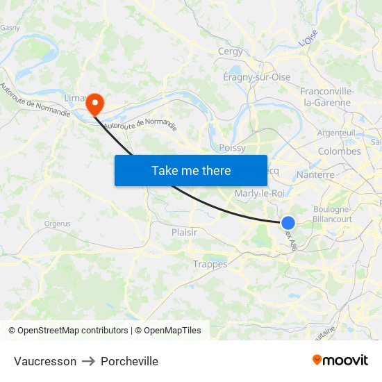Vaucresson to Porcheville map
