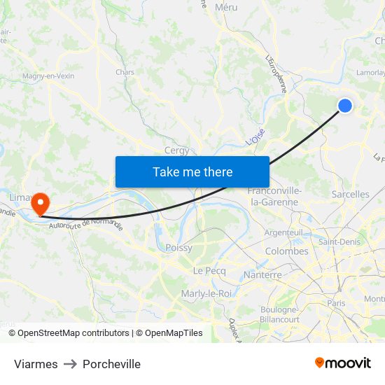 Viarmes to Porcheville map