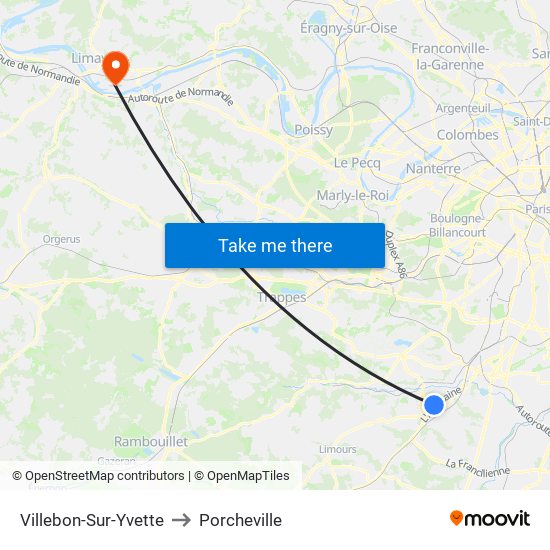 Villebon-Sur-Yvette to Porcheville map