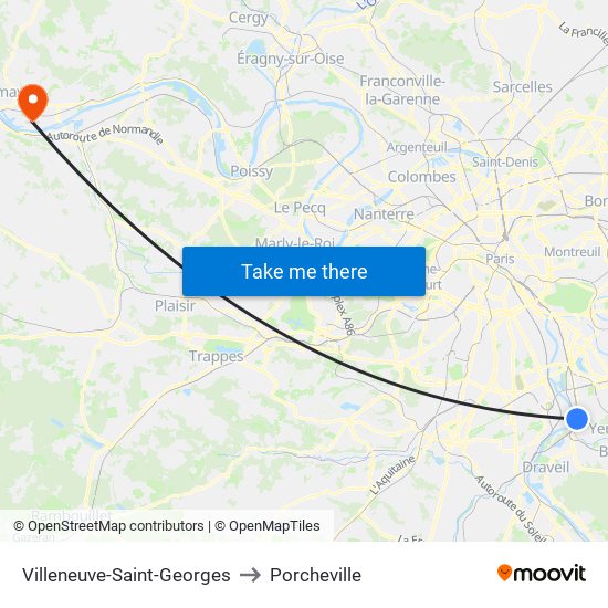 Villeneuve-Saint-Georges to Porcheville map