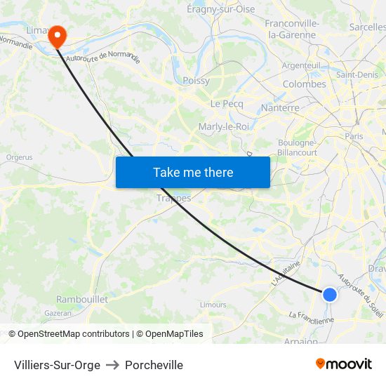 Villiers-Sur-Orge to Porcheville map