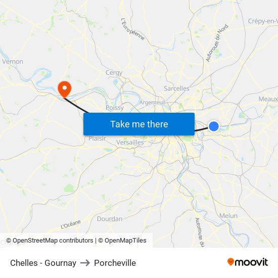 Chelles - Gournay to Porcheville map