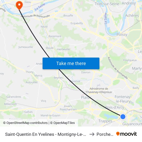 Saint-Quentin En Yvelines - Montigny-Le-Bretonneux to Porcheville map