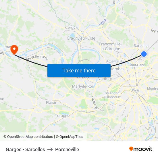 Garges - Sarcelles to Porcheville map