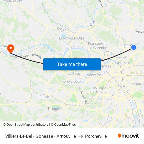 Villiers-Le-Bel - Gonesse - Arnouville to Porcheville map