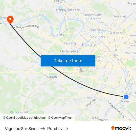 Vigneux-Sur-Seine to Porcheville map