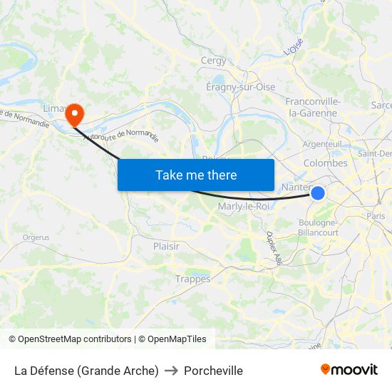 La Défense (Grande Arche) to Porcheville map