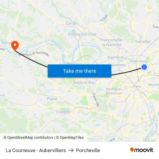 La Courneuve - Aubervilliers to Porcheville map