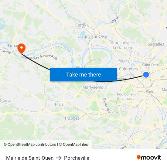 Mairie de Saint-Ouen to Porcheville map