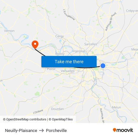 Neuilly-Plaisance to Porcheville map