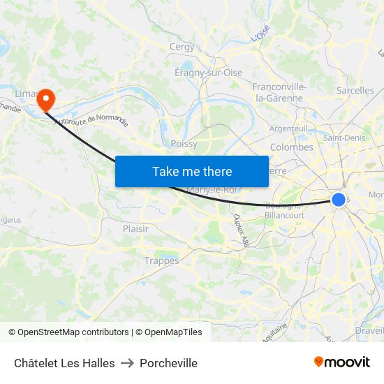 Châtelet Les Halles to Porcheville map