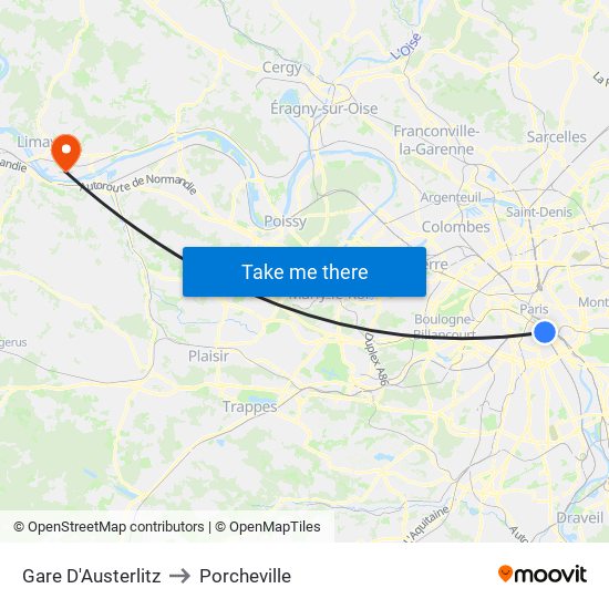 Gare D'Austerlitz to Porcheville map