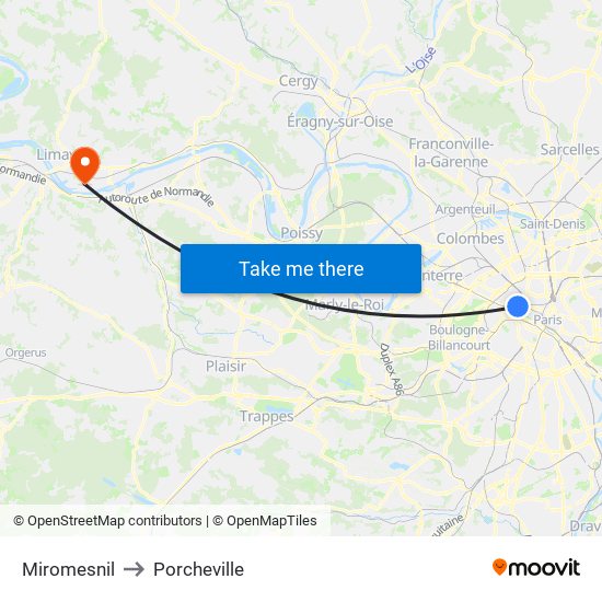 Miromesnil to Porcheville map