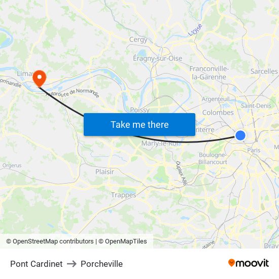 Pont Cardinet to Porcheville map