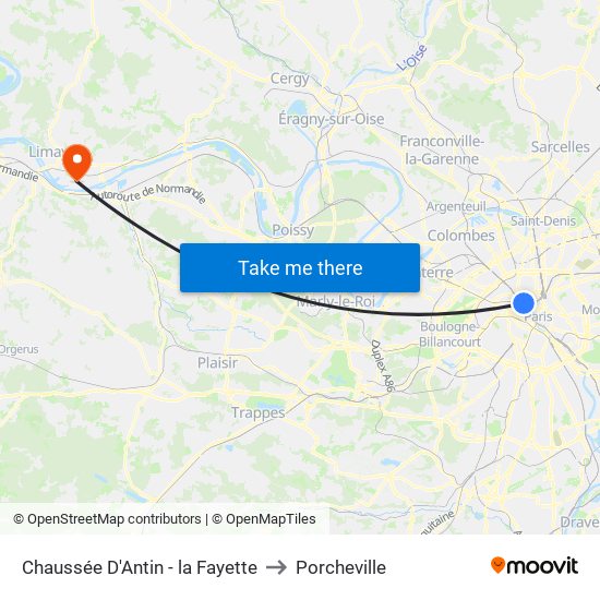 Chaussée D'Antin - la Fayette to Porcheville map