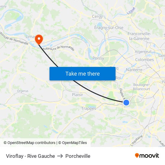 Viroflay - Rive Gauche to Porcheville map