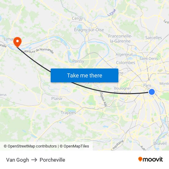 Van Gogh to Porcheville map