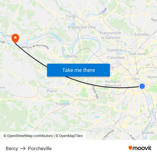 Bercy to Porcheville map