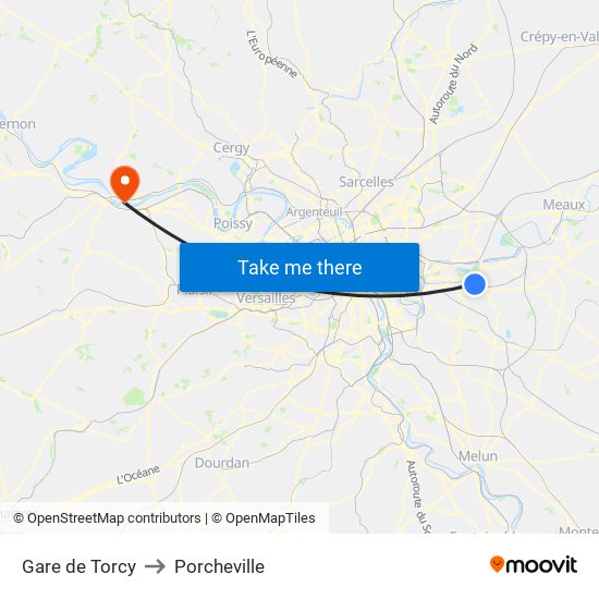 Gare de Torcy to Porcheville map