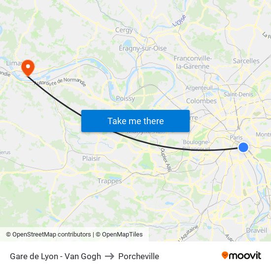 Gare de Lyon - Van Gogh to Porcheville map