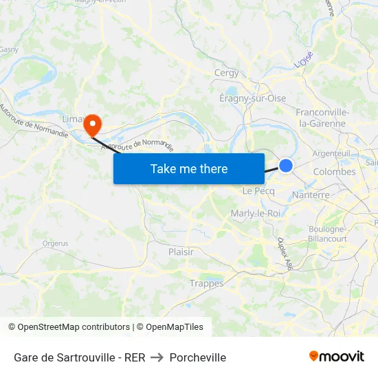 Gare de Sartrouville - RER to Porcheville map