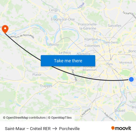 Saint-Maur – Créteil RER to Porcheville map