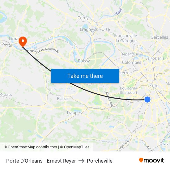 Porte D'Orléans - Ernest Reyer to Porcheville map