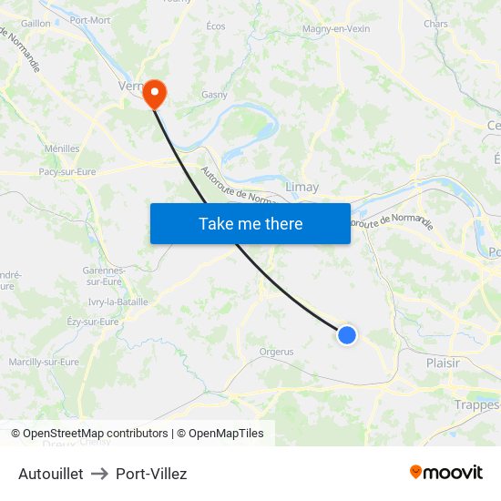 Autouillet to Port-Villez map