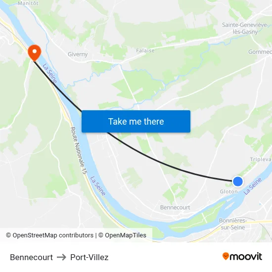 Bennecourt to Port-Villez map