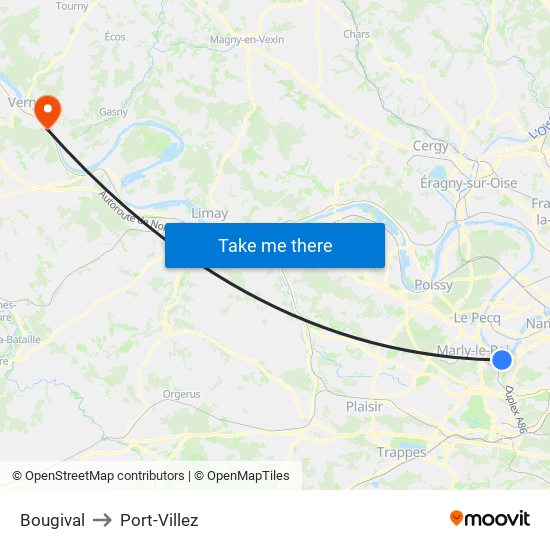 Bougival to Port-Villez map