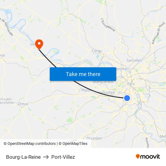 Bourg-La-Reine to Port-Villez map