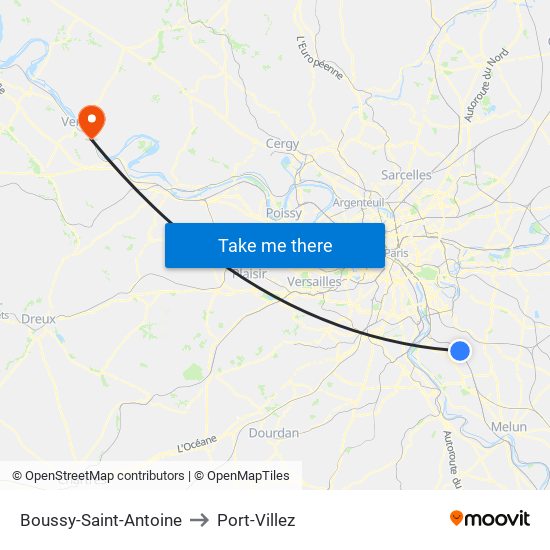 Boussy-Saint-Antoine to Port-Villez map