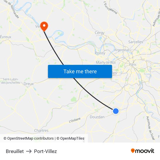 Breuillet to Port-Villez map