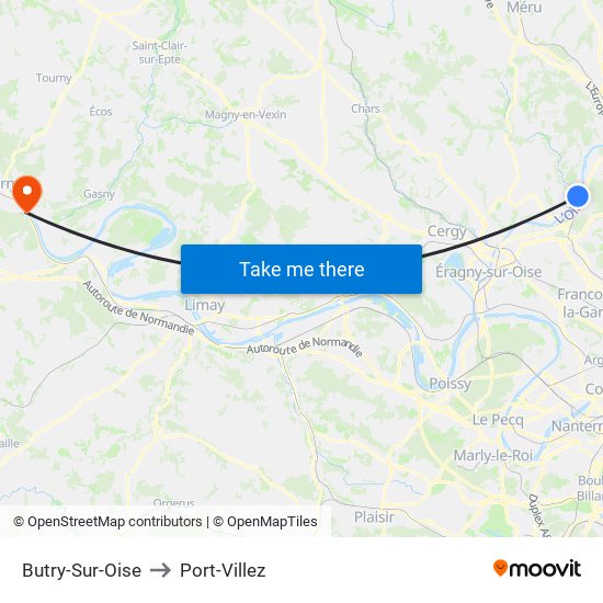 Butry-Sur-Oise to Port-Villez map