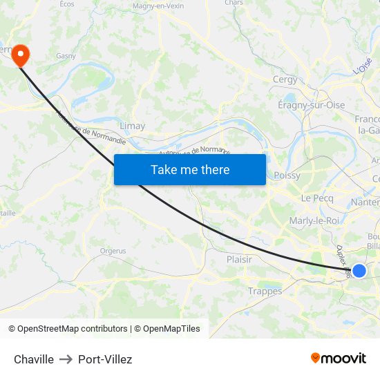 Chaville to Port-Villez map