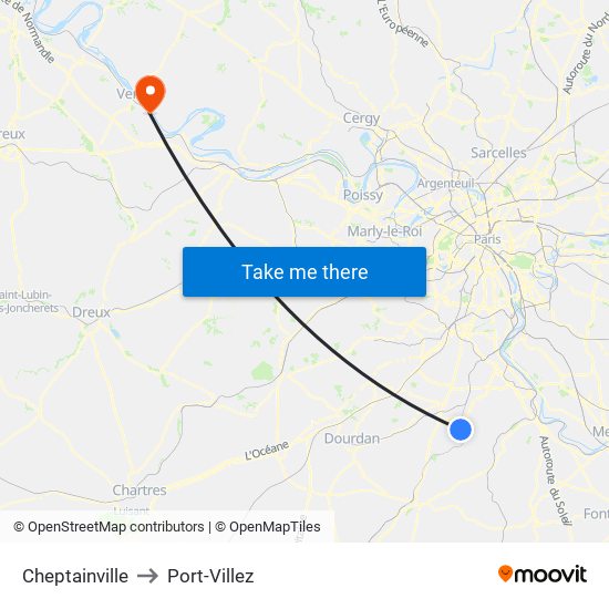 Cheptainville to Port-Villez map
