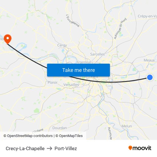 Crecy-La-Chapelle to Port-Villez map