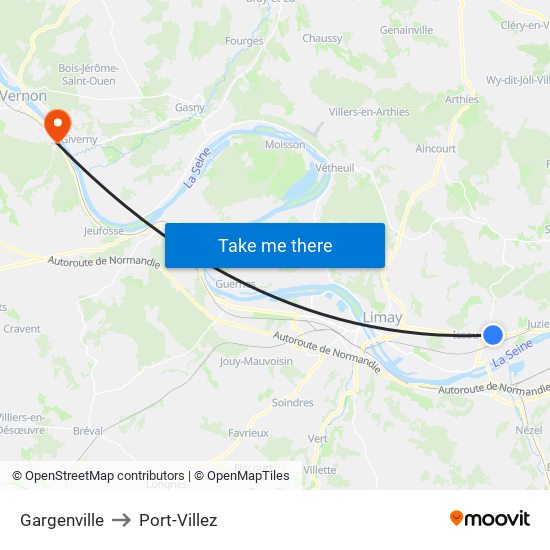 Gargenville to Port-Villez map
