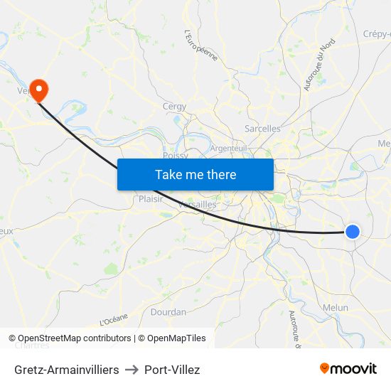 Gretz-Armainvilliers to Port-Villez map