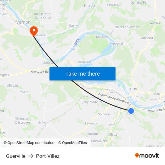 Guerville to Port-Villez map