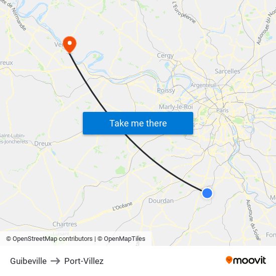 Guibeville to Port-Villez map