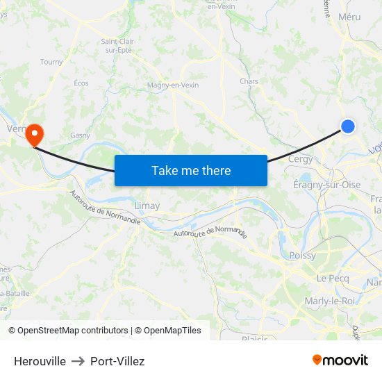 Herouville to Port-Villez map